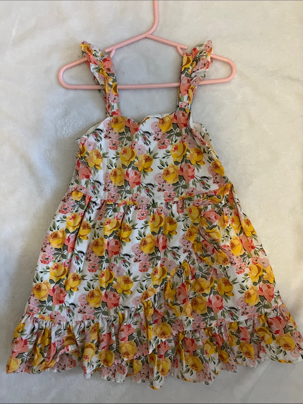 Janie and Jack Floral Ruffle Sundress for Girls - Yellow & Pink